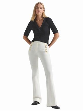 Derek Lam 10 Crosby Robertson Flare Trousers - Size 14 - Soft White